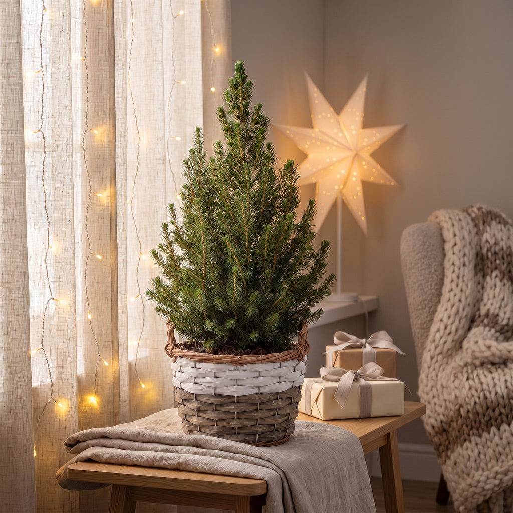2× Picea glauca Conica (Weihnachtsbäumchen) mit Korb – Ø17 cm, 65 cm hoch