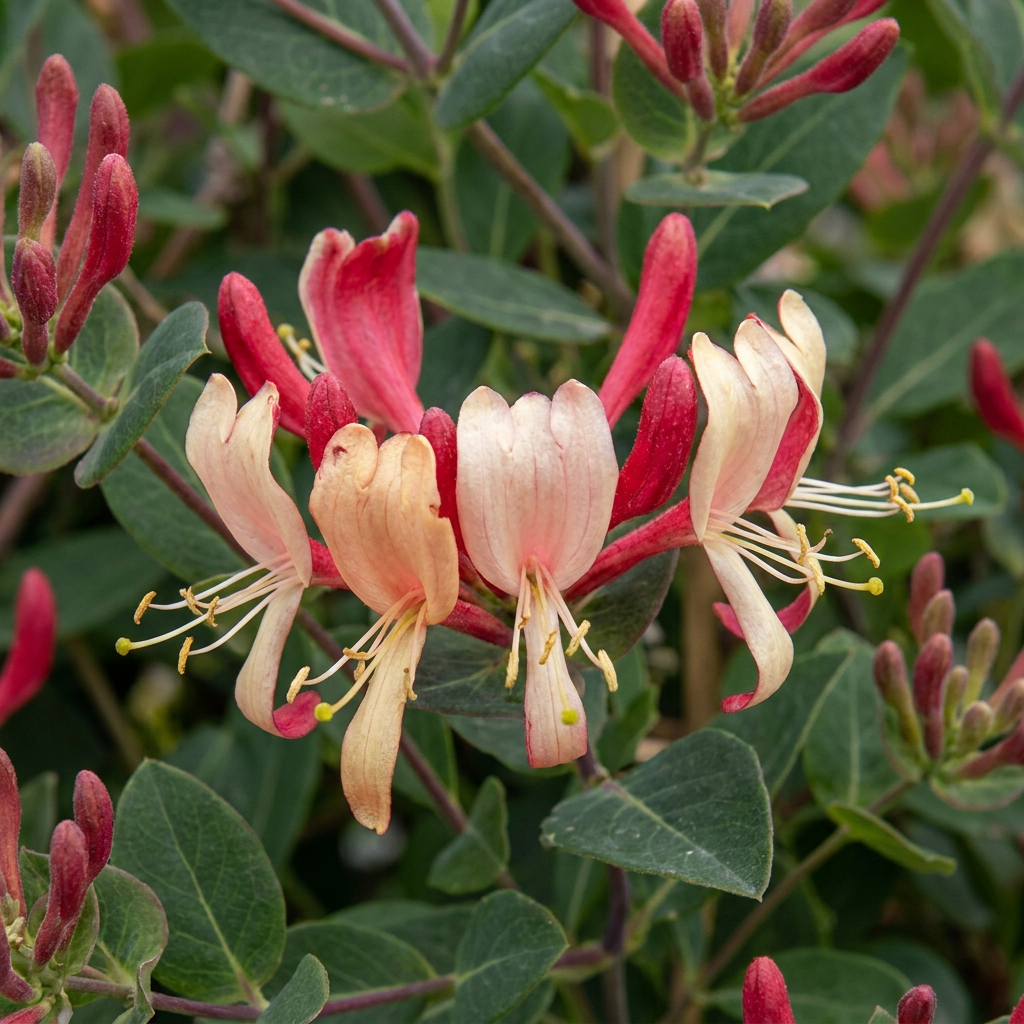 Lonicera periclymenum 'Serotina' (kaprifolie) – lilla-gul – Ø9 cm, 35 cm høj – billede 3