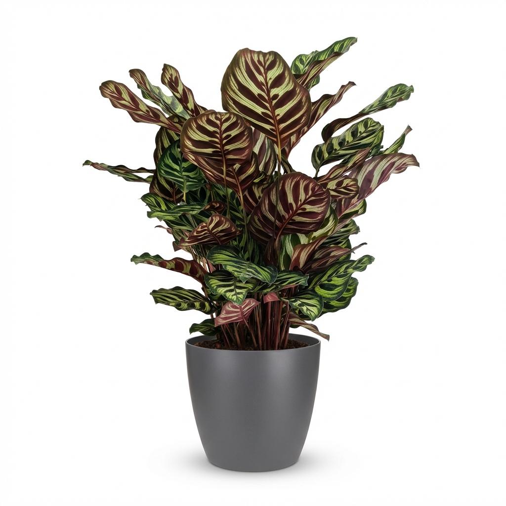 Calathea makoyana in Potter-sierpot grijs – Ø19 cm, 70 cm hoog
