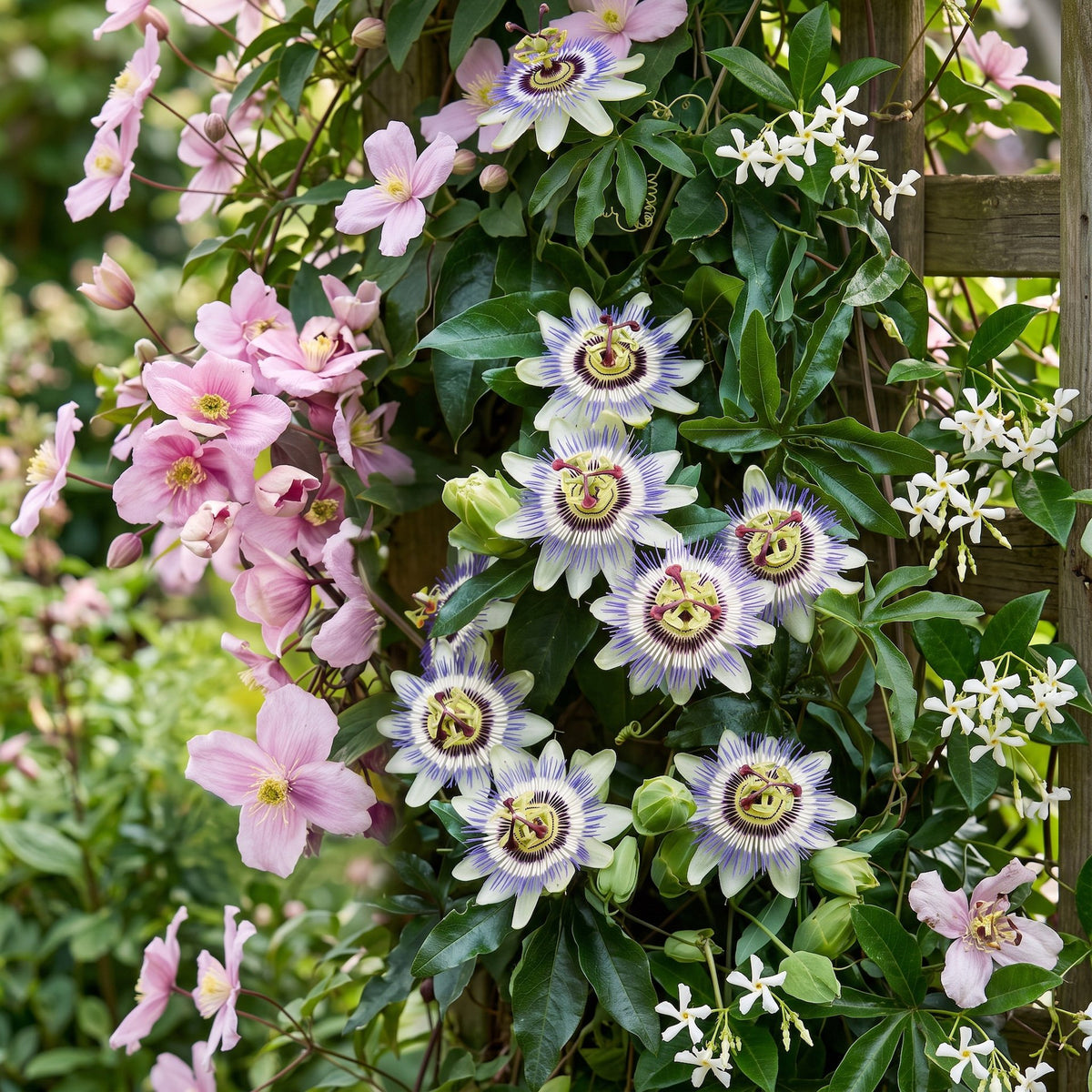 Klimplantenset Driekleurig – lichtroze-wit-paars – 12 planten, Ø9 cm, 35 cm hoog