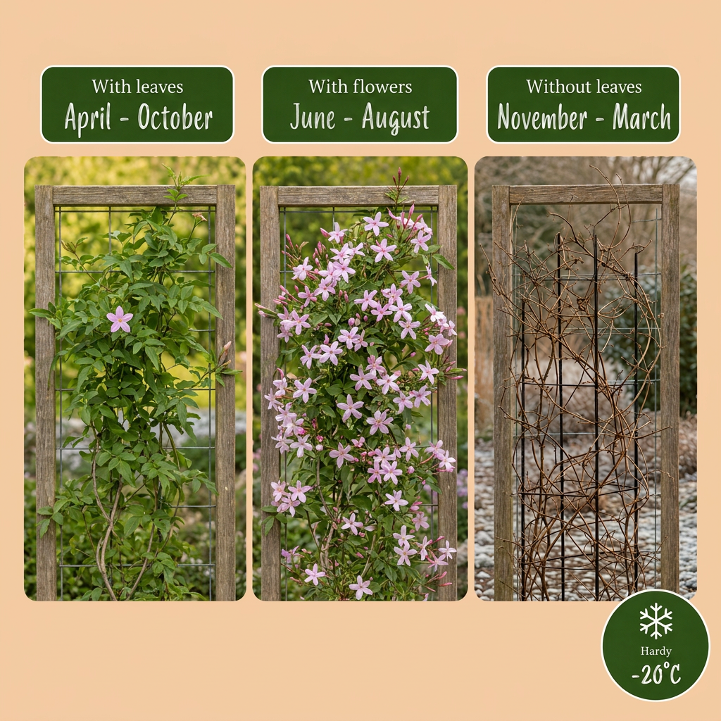 Jasminum stephanense (roze jasmijn) – 2 planten, Ø9 cm, 35 cm hoog – billede 5