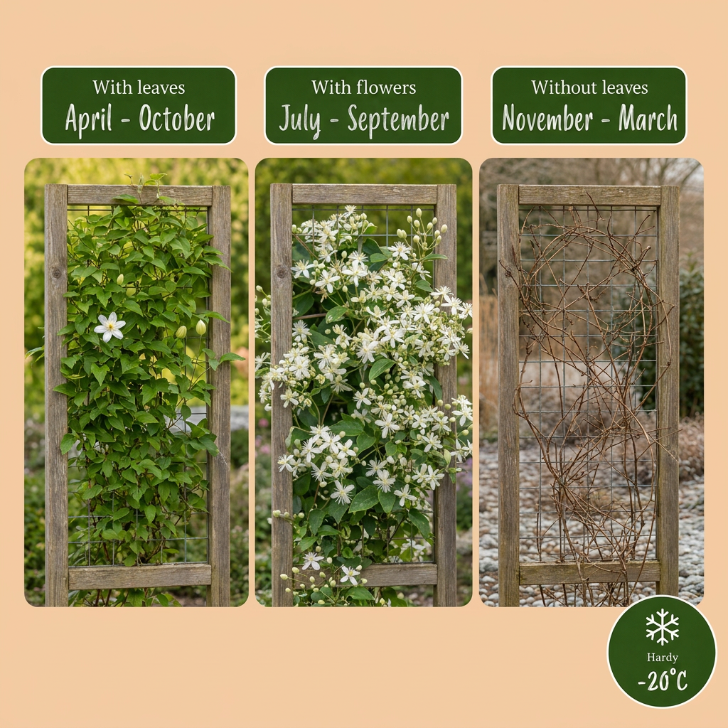 Clematis vitalba (Waldrebe) – weiß – 6 Pflanzen, Ø 9 cm, 35 cm hoch