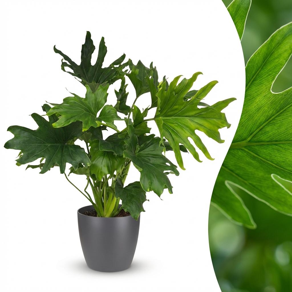 Philodendron Lickety split i grå dekorationspotta – Ø19 cm, 70 cm hög – bild 2