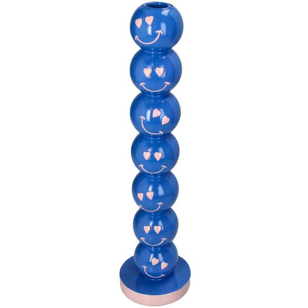 Kandelaar Smiley Blauw Ballen 9x9x36cm – Kaarsenhouder