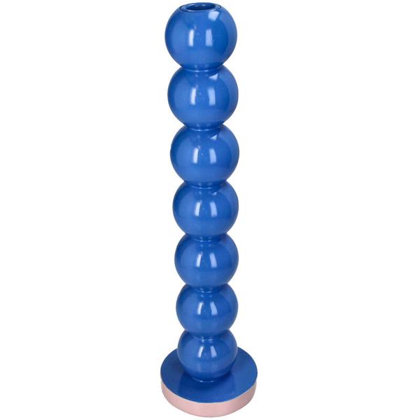 Kandelaar Smiley Blauw Ballen 9x9x36cm – Kaarsenhouder