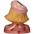Vaas Meisje aardbei – Roze Aardewerk pot – 24 cm hoog