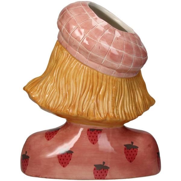 Vaas Meisje aardbei – Roze Aardewerk pot – 24 cm hoog