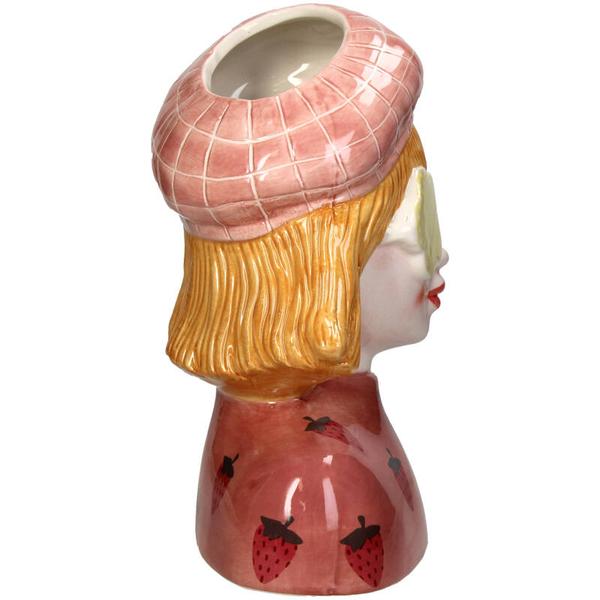 Vaas Meisje aardbei – Roze Aardewerk pot – 24 cm hoog