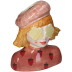 Vaas Meisje aardbei – Roze Aardewerk pot – 24 cm hoog