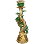 Kleurrijke Vogel Kandelaar van Polyresine – Groen