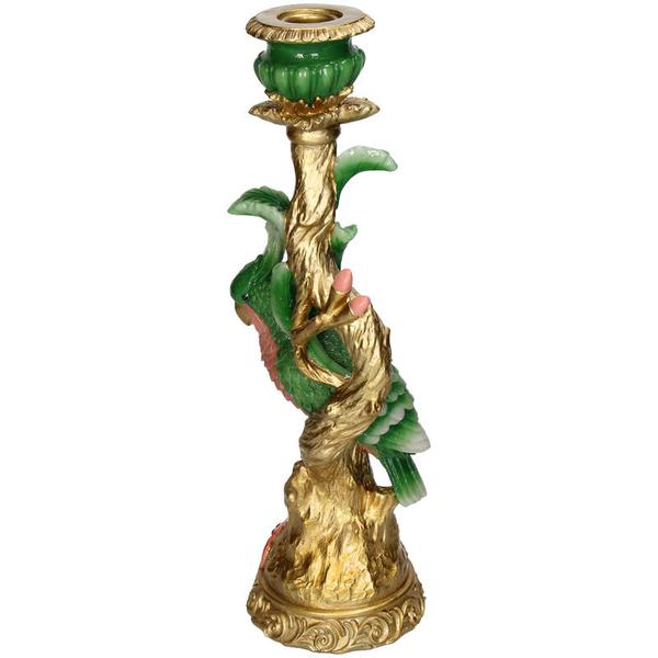 Kleurrijke Vogel Kandelaar van Polyresine – Groen
