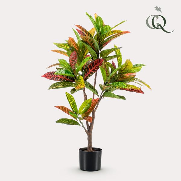 Codiaeum variegatum – Kroton – Groen – Kunstplant – Ø14cm – ↕120cm – 95 cm