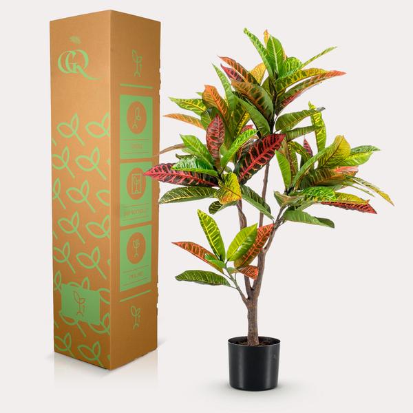 Codiaeum variegatum – Kroton – Groen – Kunstplant – Ø14cm – ↕120cm – 95 cm