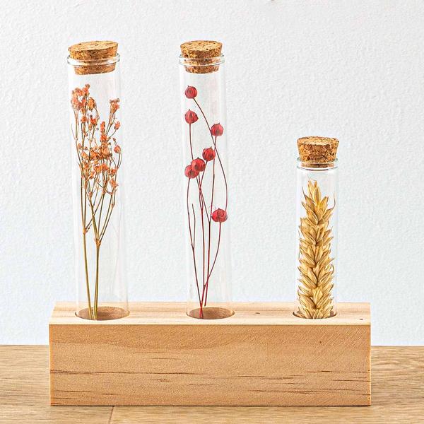 Wooden Dried flower stand – Tube M – Flowers and Herbs + Dried Floral Arrangement