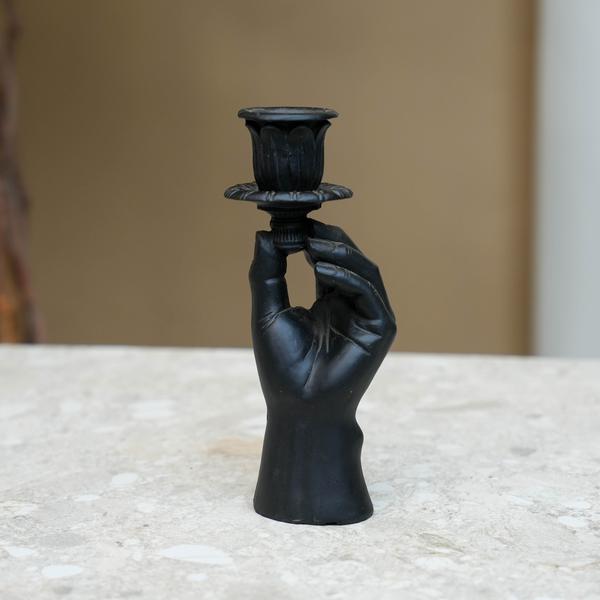 Kandelaar – Hand Zwart – ↑ 20 cm