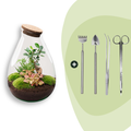 DIY Planten terrarium – Drop XL Bonsai ‘red’ – Ø 24 cm ↑ 37 cm – Rake + Shovel + Tweezer + Scissors
