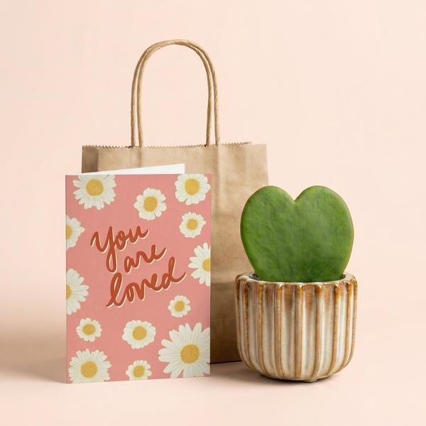 Cadeauset – Love Set – Hartjesplant, pot, wenskaart & geschenktasje