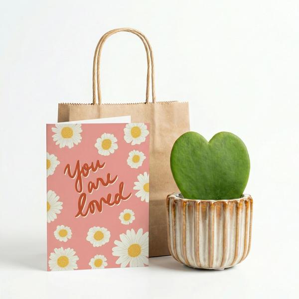 Cadeauset – Love Set – Hartjesplant, pot, wenskaart & geschenktasje