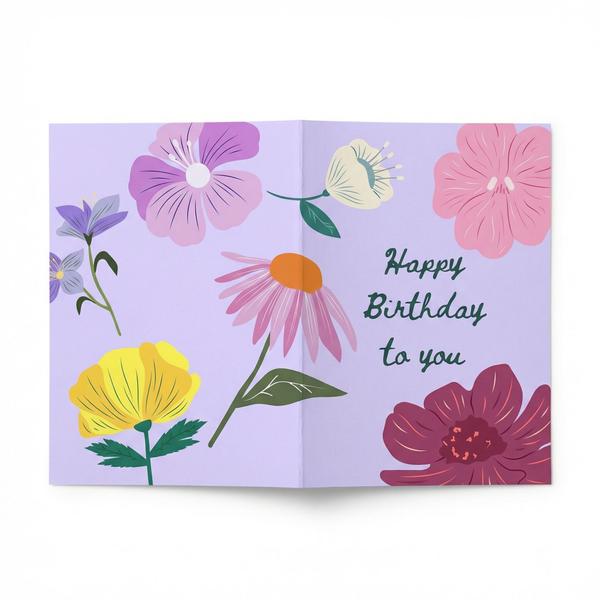 Wenskaart “Happy Birthday” – A6 Gevouwen – Voeg persoonlijke boodschap toe