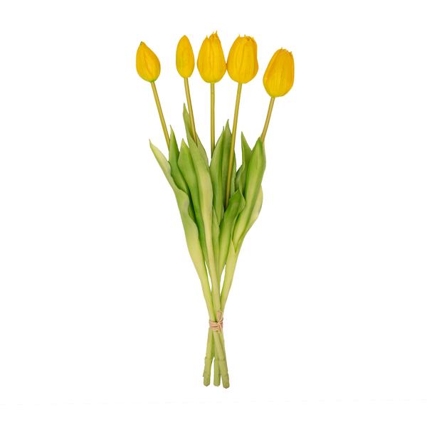 Tulpen boeket Geel – 5 stuks – ‘Real Touch’ Kunst tulpen – 42 cm (yellow)