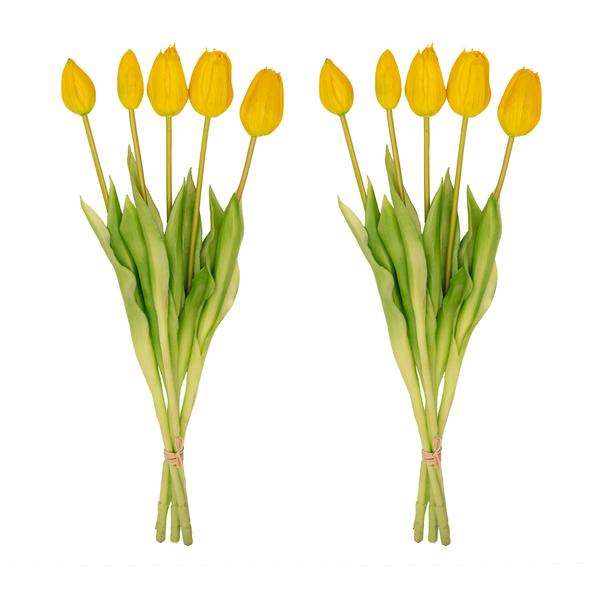 Tulpen boeket Geel – 10 stuks – ‘Real Touch’ Kunst tulpen – 42 cm (yellow)
