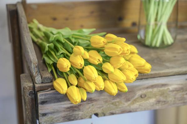 Tulpen boeket Geel – 10 stuks – ‘Real Touch’ Kunst tulpen – 42 cm (yellow)