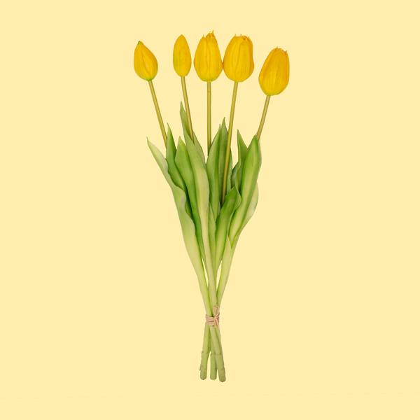 Tulpen boeket Geel – 10 stuks – ‘Real Touch’ Kunst tulpen – 42 cm (yellow)