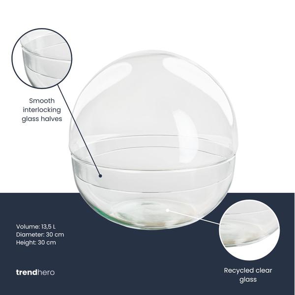Terrarium fles tweedelig – Dome XL – Ø 28 cm ↑ 28 cm