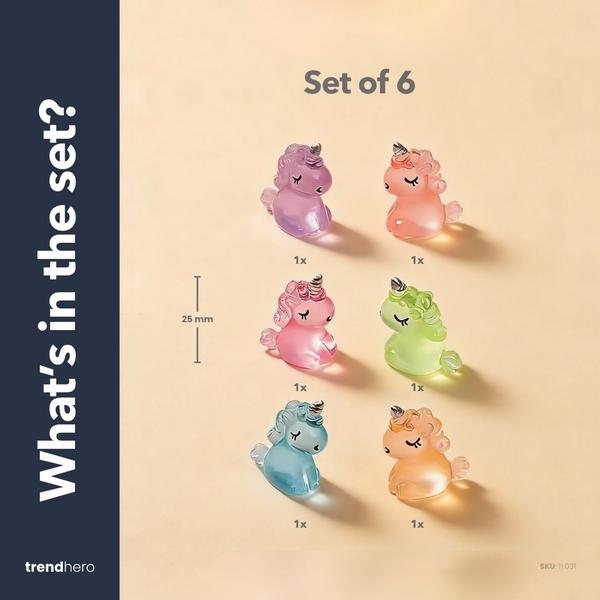 Glow in the dark – Unicorns – Multi – ↑ 2,5 cm – 6 stuks