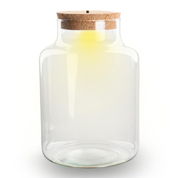 Terrarium fles met verlichting – Little Milky – Ø 17 cm ↑ 25 cm