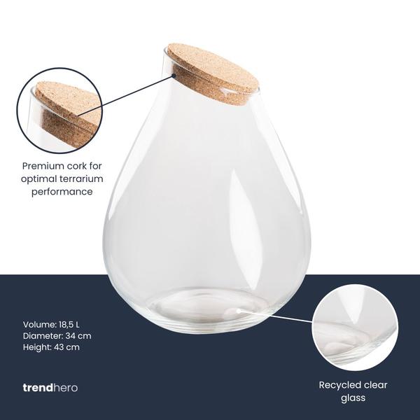 Terrarium fles met kurk – Drop XXL – Ø 34 cm ↑ 43 cm
