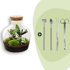DIY Planten terrarium met licht – Fat Joe – Ø 29 cm ↑ 30 cm – Rake + Shovel + Tweezer + Scissors