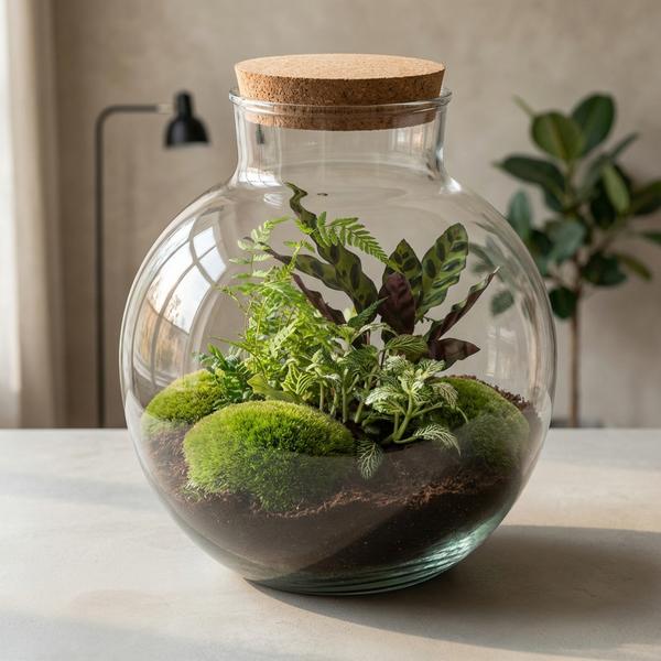 DIY Planten terrarium (met verlichting) – Bolder Bob – Ø 31 cm ↑ 30 cm – Rake + Shovel + Tweezer + Scissors
