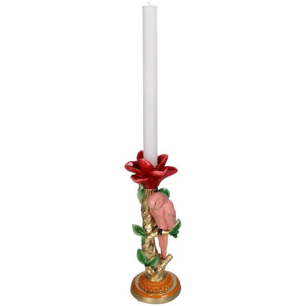 Kandelaar – Roze Papegaai ↑ 26 cm – Woondecoratie