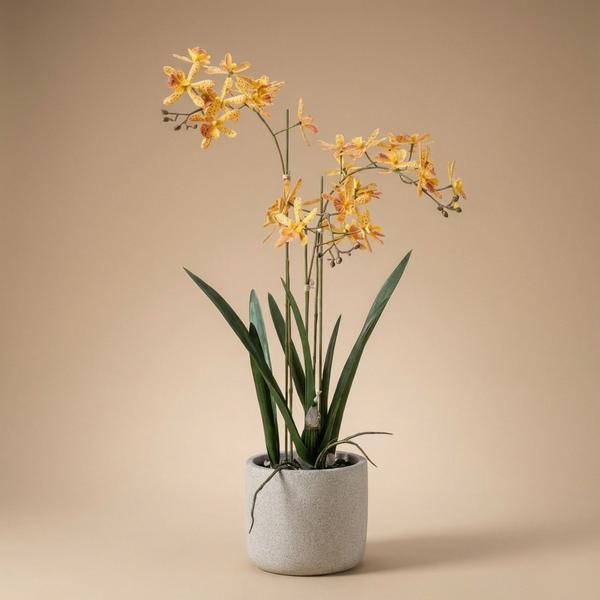 Renanthera Orchidee Geel & Oranje in pot – 56 cm – Kunstplant