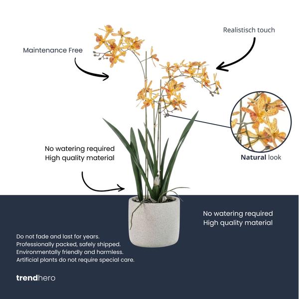 Renanthera Orchidee Geel & Oranje in pot – 56 cm – Kunstplant