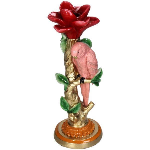 Kandelaar – Roze Papegaai ↑ 26 cm – Woondecoratie