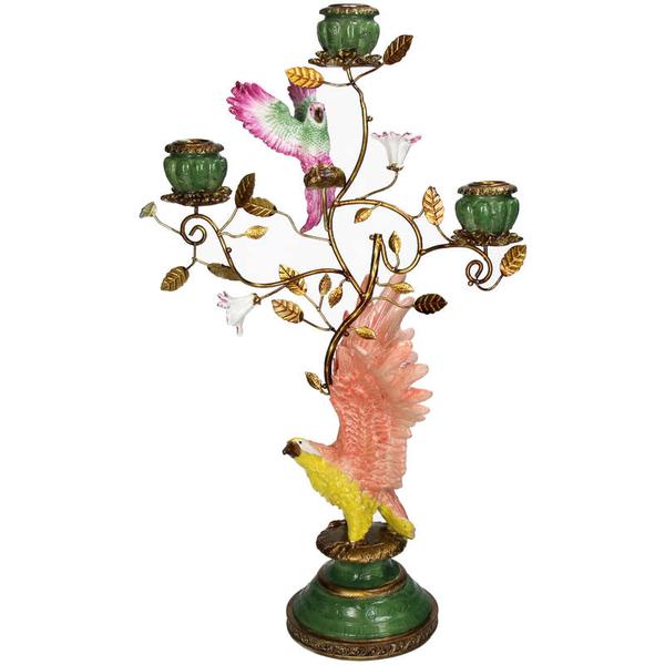 Kaarsenhouder Adelaar 27,5×19,5x46cm – Kleurrijk – 3 kaarsen – Polyresin & Metaal