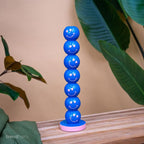 Kandelaar Smiley Blauw Ballen 9x9x36cm – Kaarsenhouder